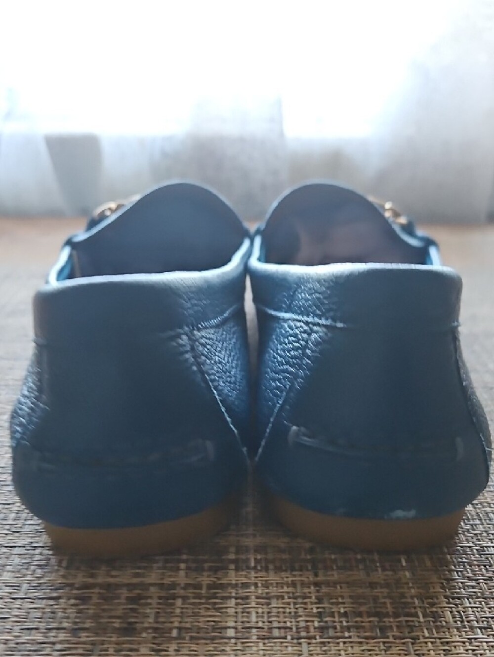 Coach Teal Pebbled Leather Loafers with Gold Plaque - Picture 3 of 6